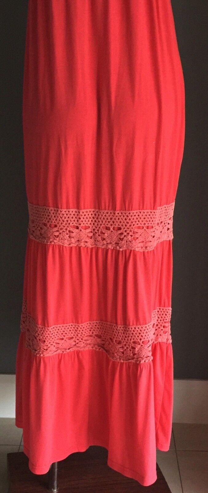 CROSSROADS Maxi Dress Crochet Tier Frock Long Boho Ladies Size S 10