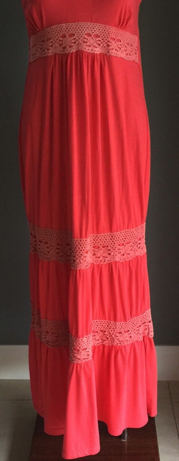 CROSSROADS Maxi Dress Crochet Tier Frock Long Boho Ladies Size S 10