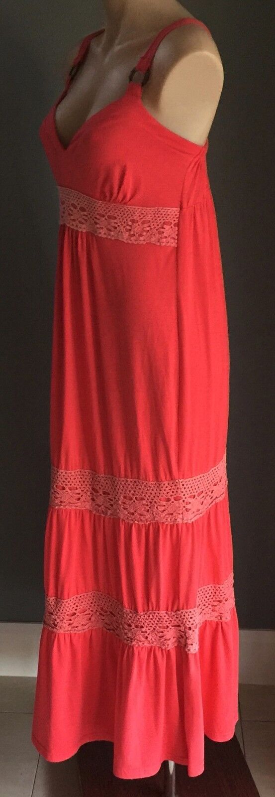 CROSSROADS Maxi Dress Crochet Tier Frock Long Boho Ladies Size S 10