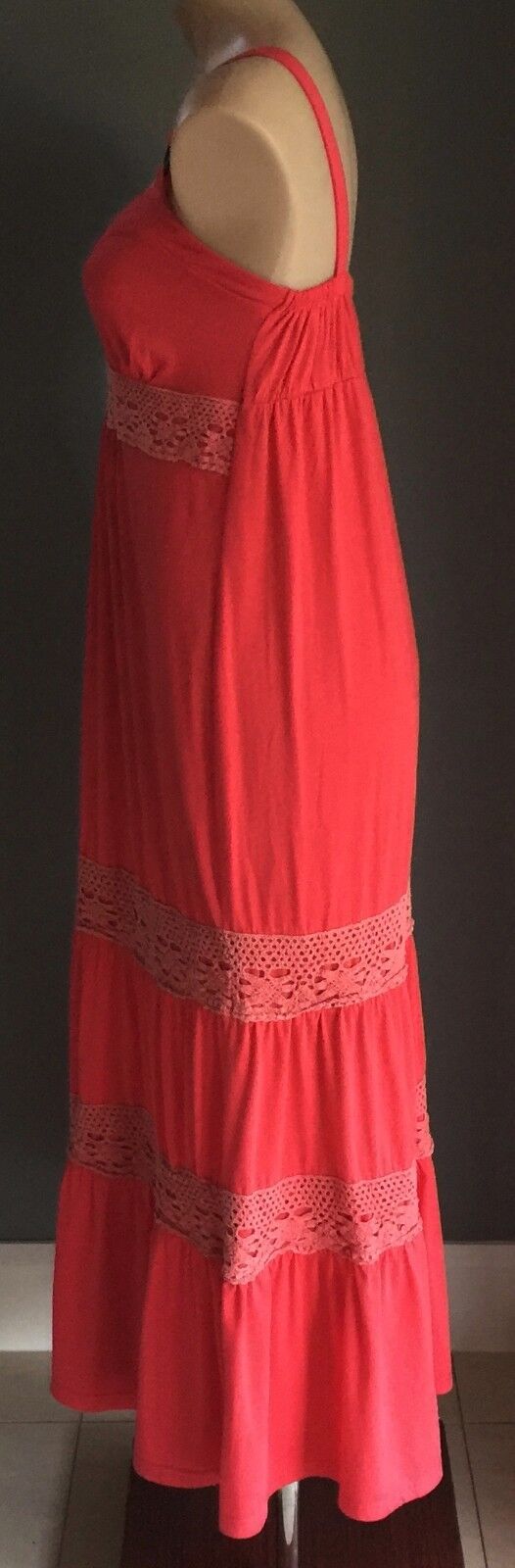CROSSROADS Maxi Dress Crochet Tier Frock Long Boho Ladies Size S 10