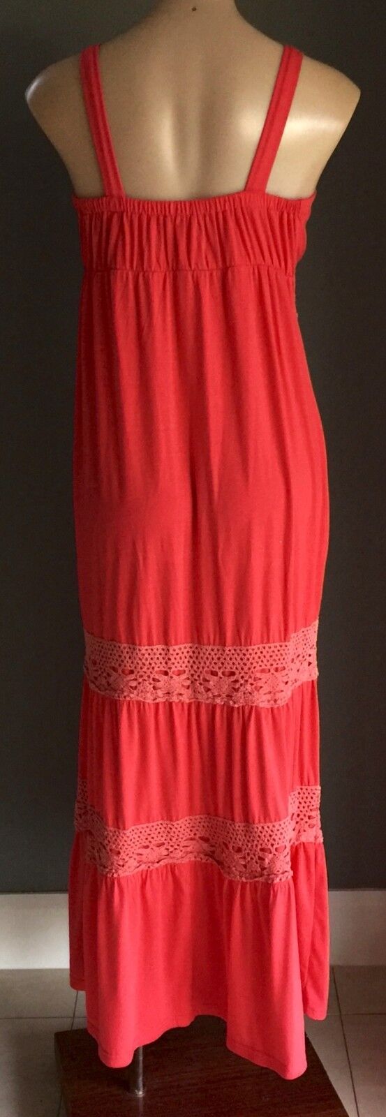 CROSSROADS Maxi Dress Crochet Tier Frock Long Boho Ladies Size S 10