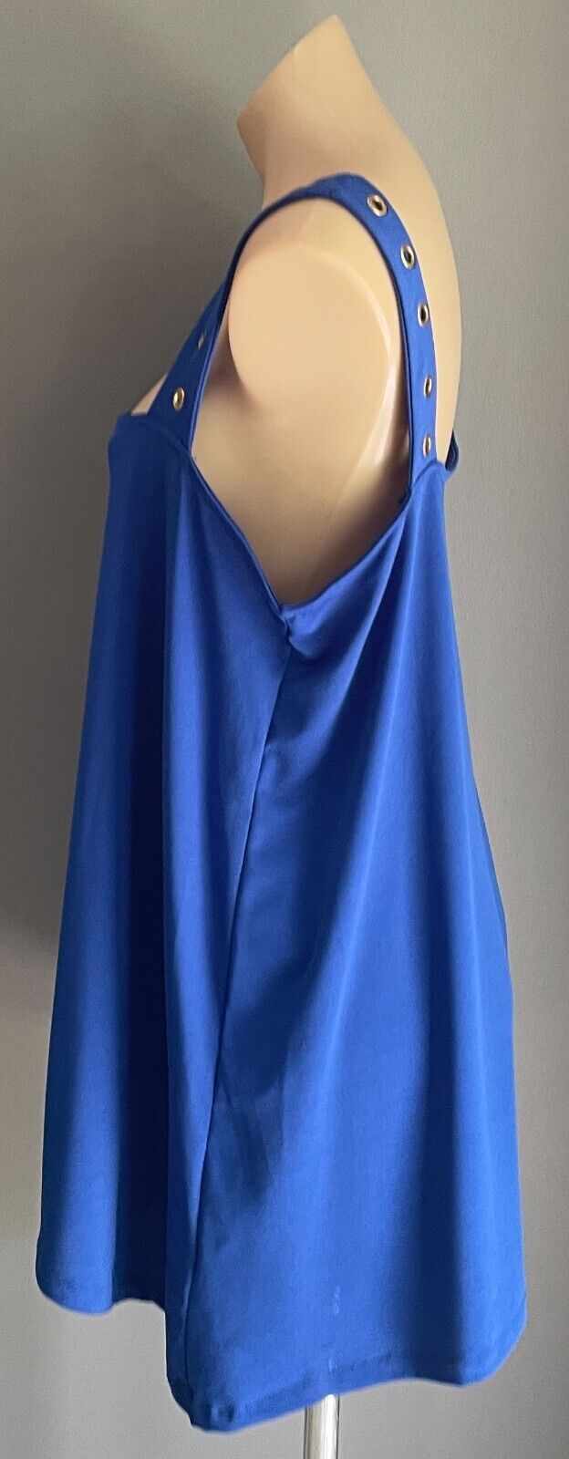 CROSSROADS Top Cobalt Blue Asymmetric Neck & Hem Sleeveless Rivet Trim Size 18