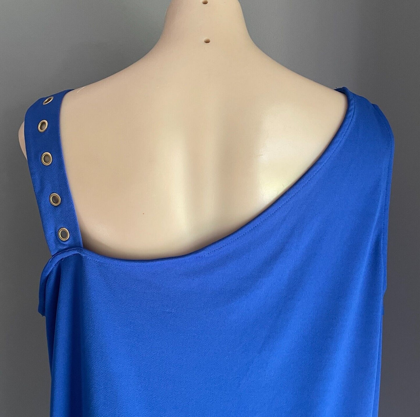 CROSSROADS Top Cobalt Blue Asymmetric Neck & Hem Sleeveless Rivet Trim Size 18