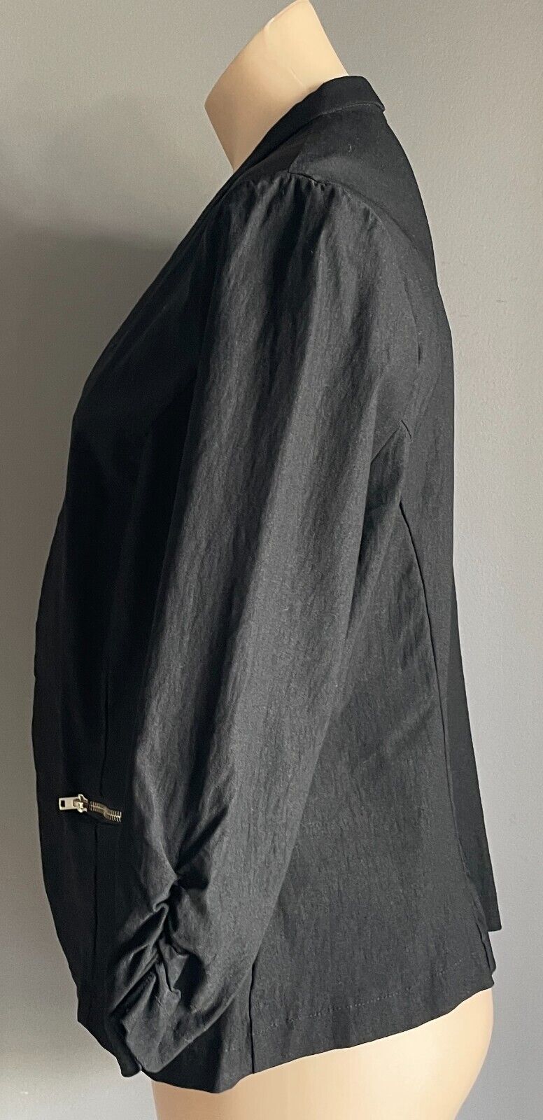 CROSSROADS Jacket Black Stretch Bengaline  Size 18 Zip Pockets Collarless