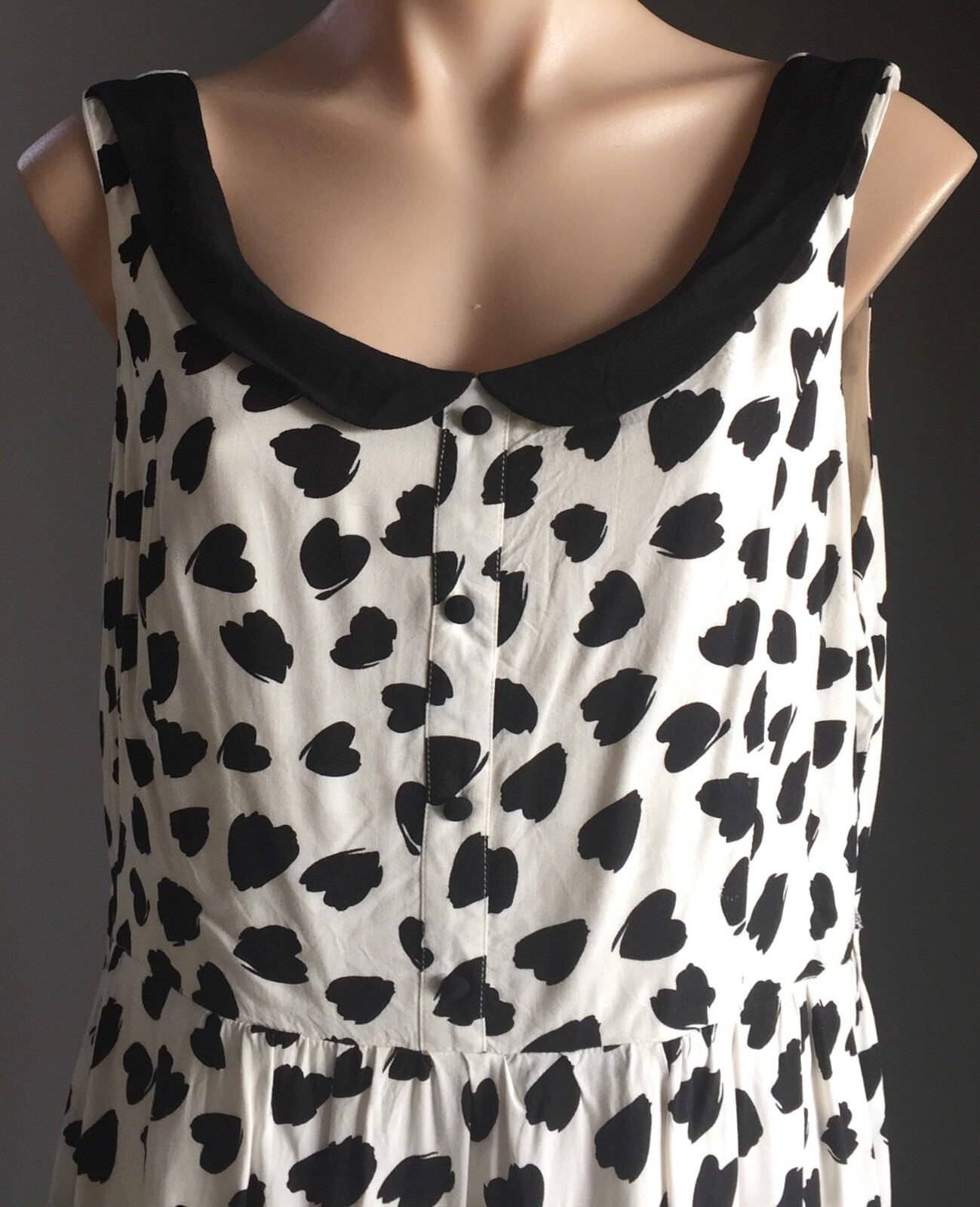 CROSSROADS Dress Sheath White & Black Heart Print Sleeveless Frock Plus Size 18