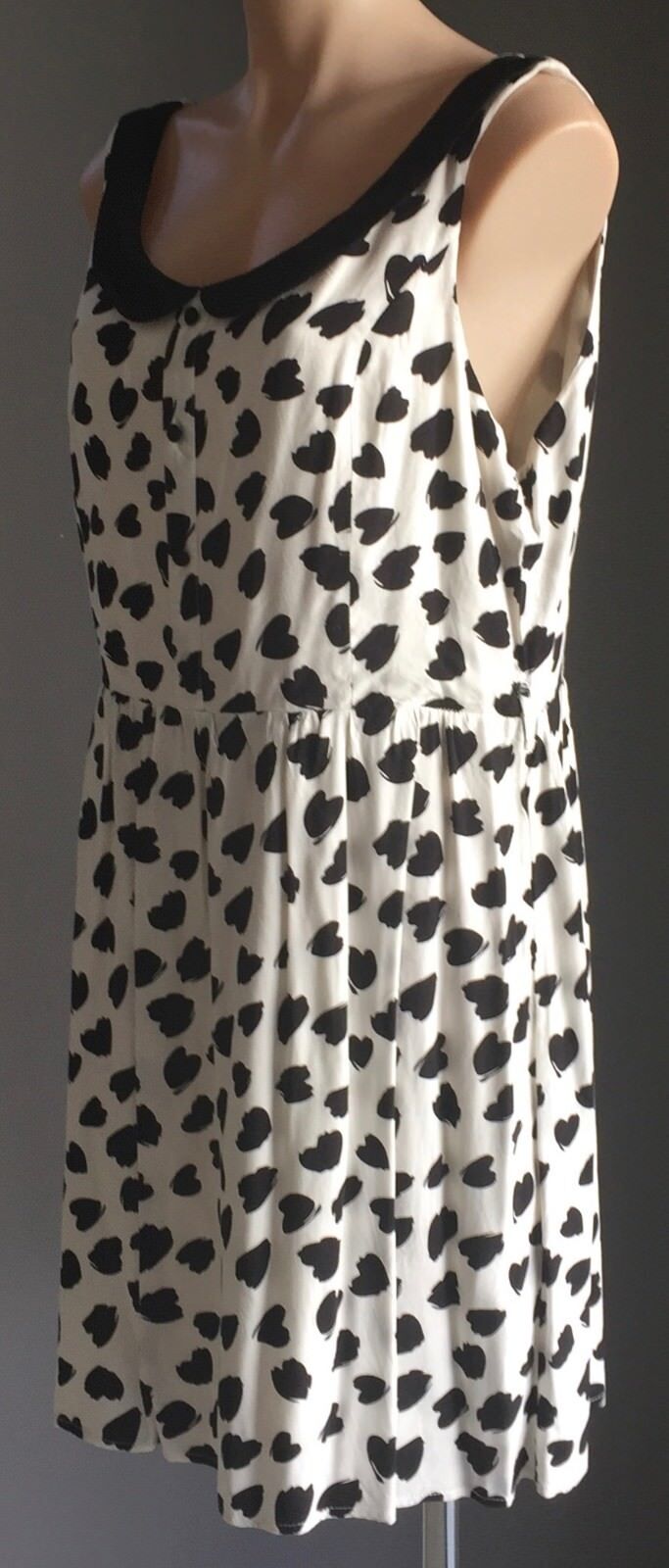 CROSSROADS Dress Sheath White & Black Heart Print Sleeveless Frock Plus Size 18
