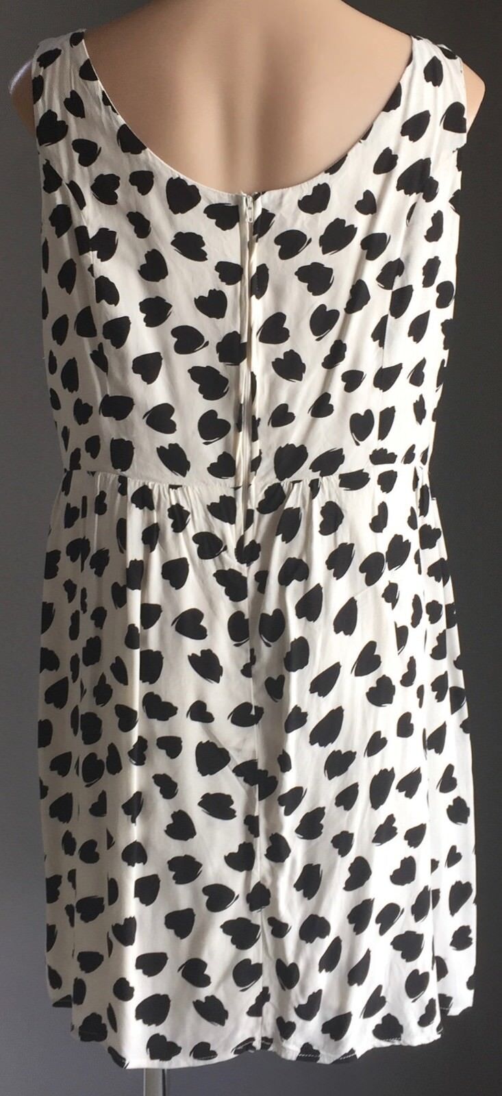 CROSSROADS Dress Sheath White & Black Heart Print Sleeveless Frock Plus Size 18