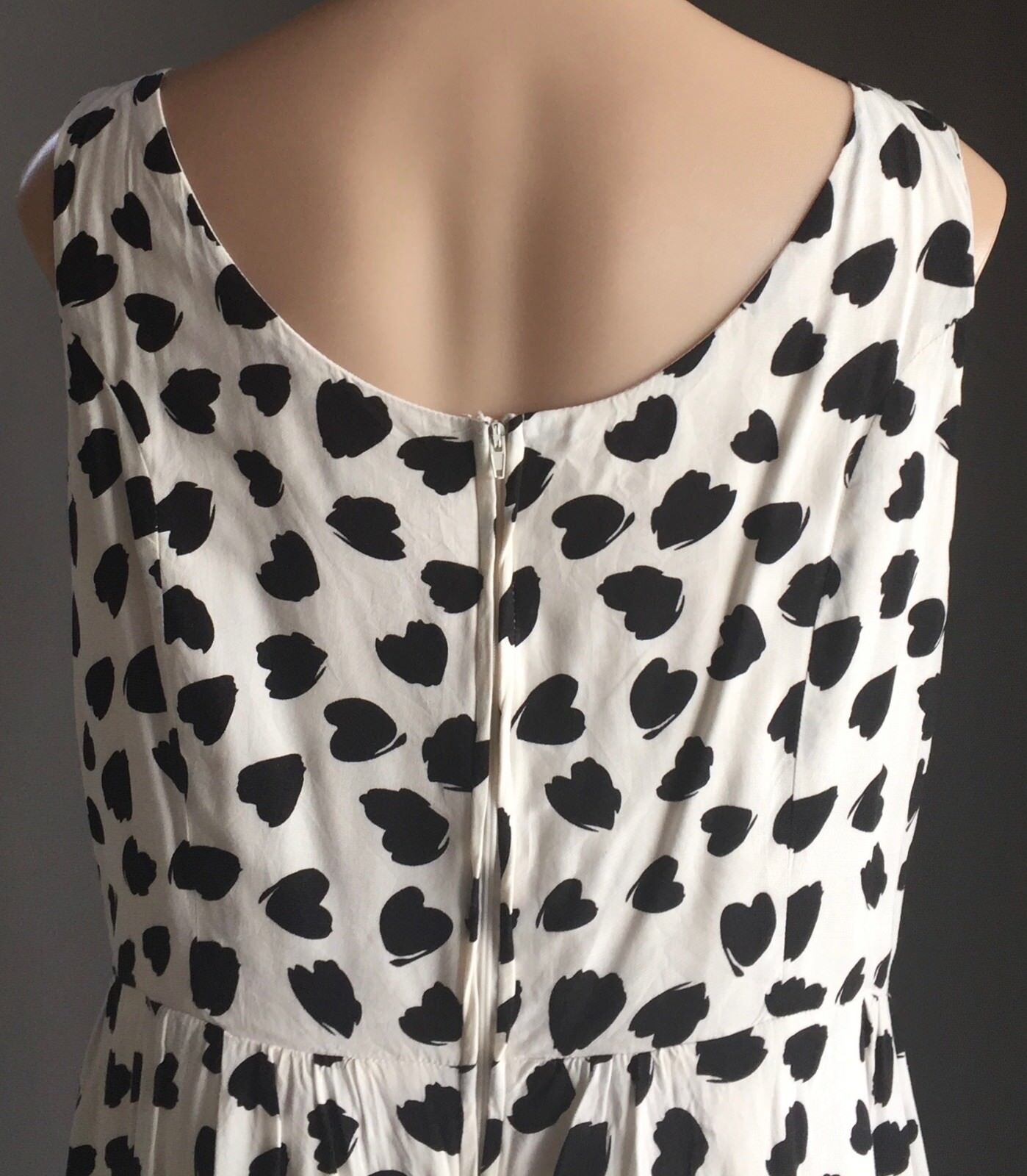 CROSSROADS Dress Sheath White & Black Heart Print Sleeveless Frock Plus Size 18