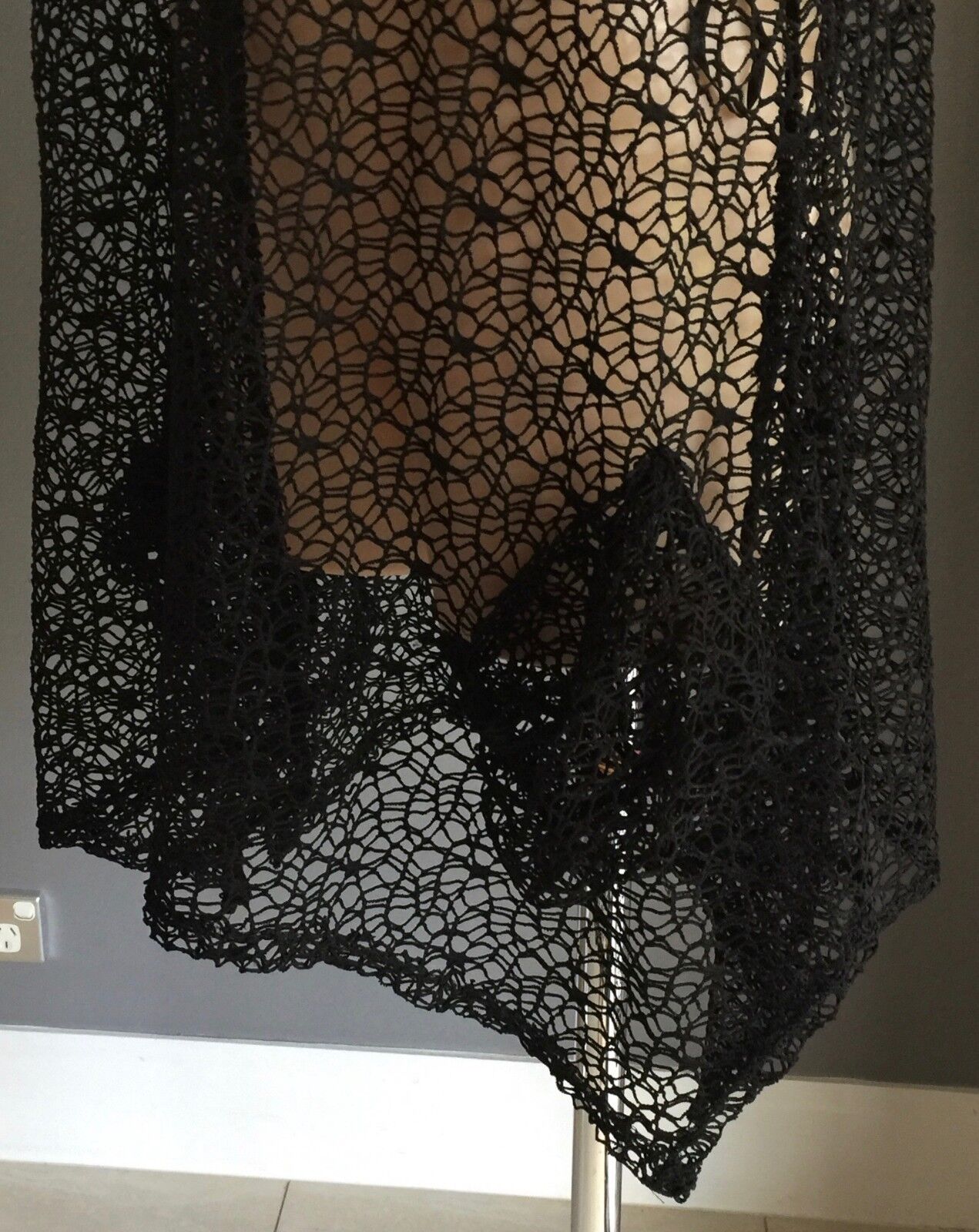 CROSSROADS Top Cover All Black Net Sleeveless Tunic Top Swim Pool Beach Sz 14 16