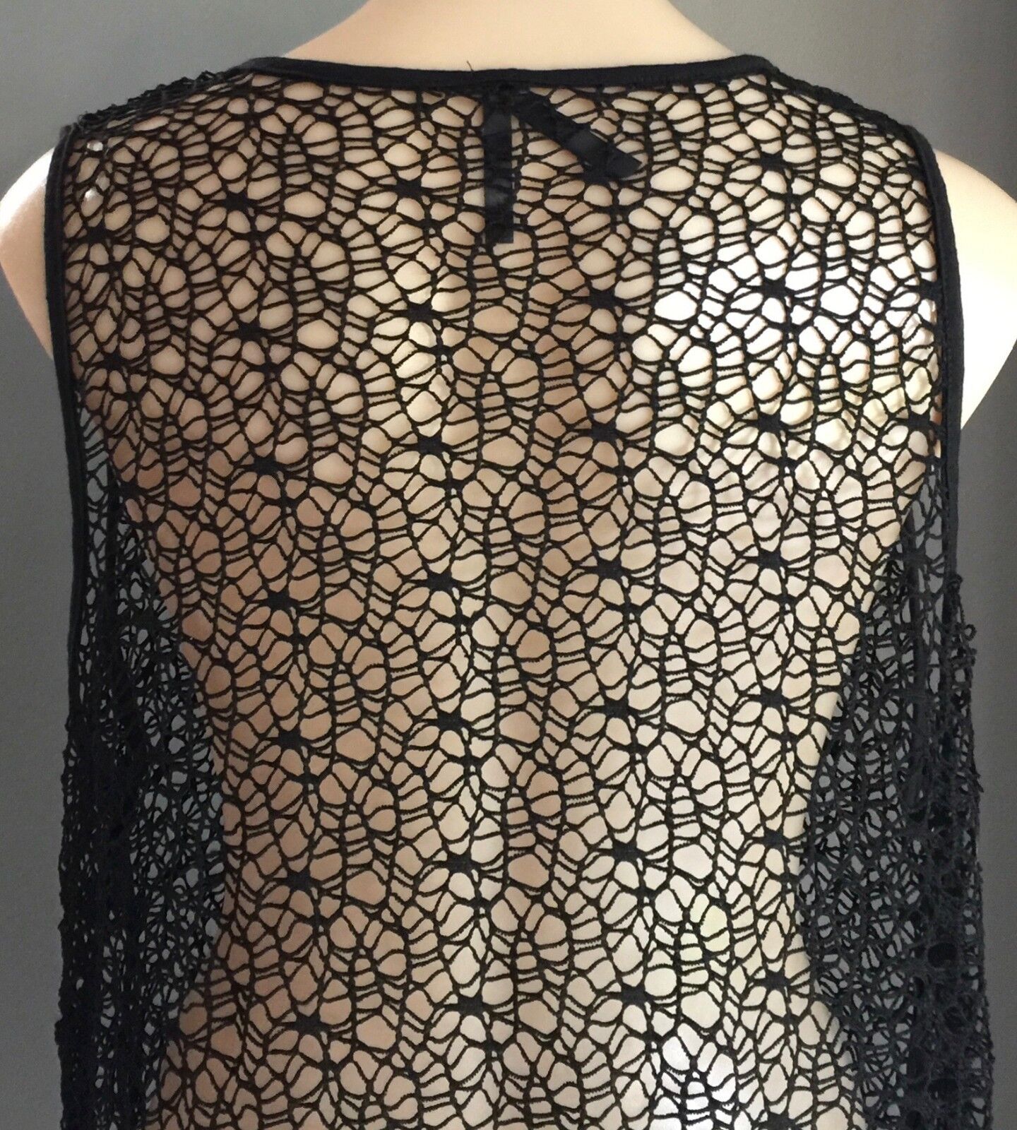 CROSSROADS Top Cover All Black Net Sleeveless Tunic Top Swim Pool Beach Sz 14 16