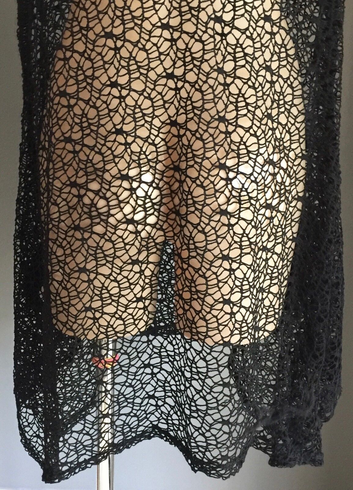 CROSSROADS Top Cover All Black Net Sleeveless Tunic Top Swim Pool Beach Sz 14 16
