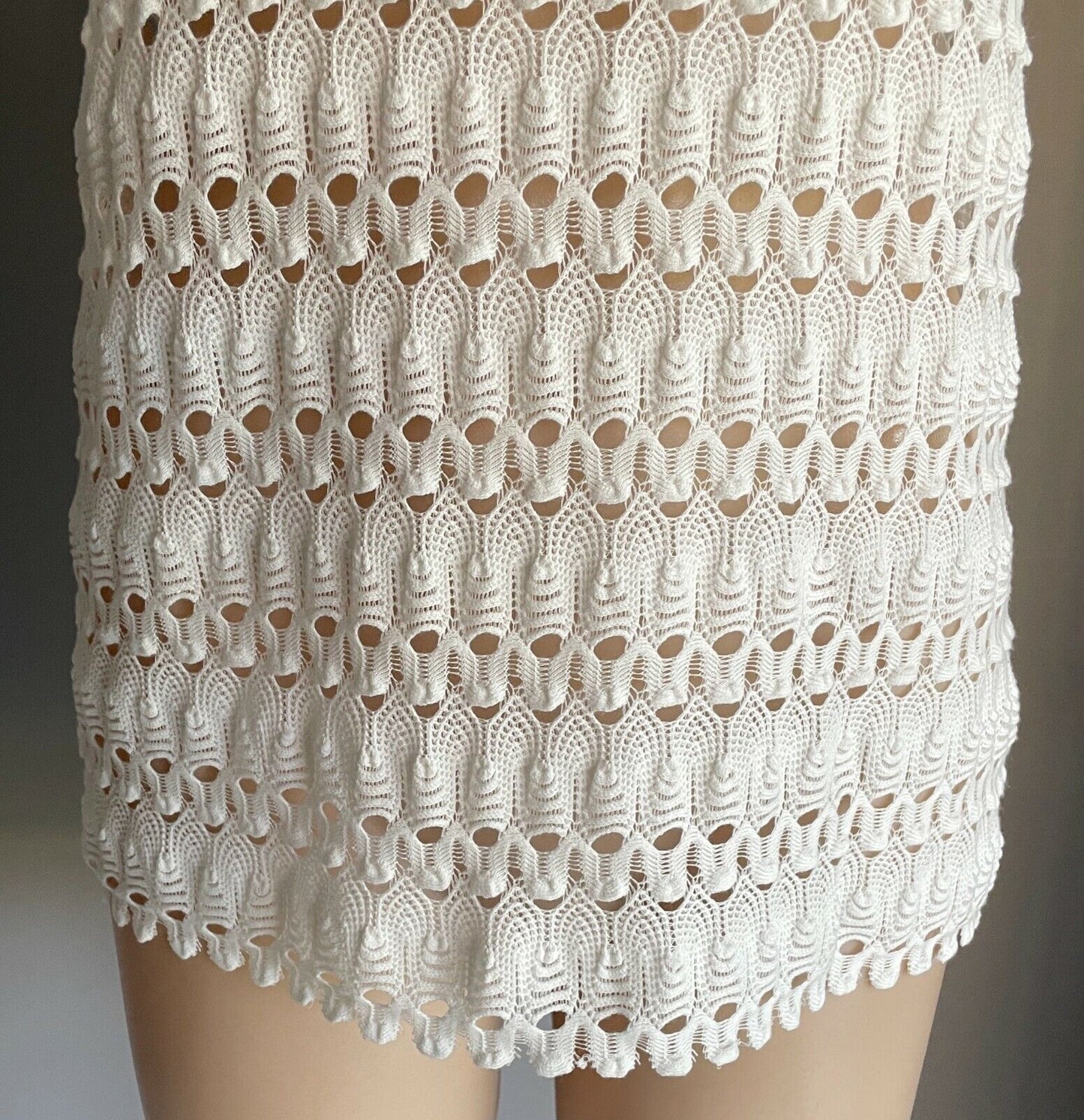 CROSSROADS Top White Lace Sleeveless Racer Back Crochet Look Ladies Size S 10