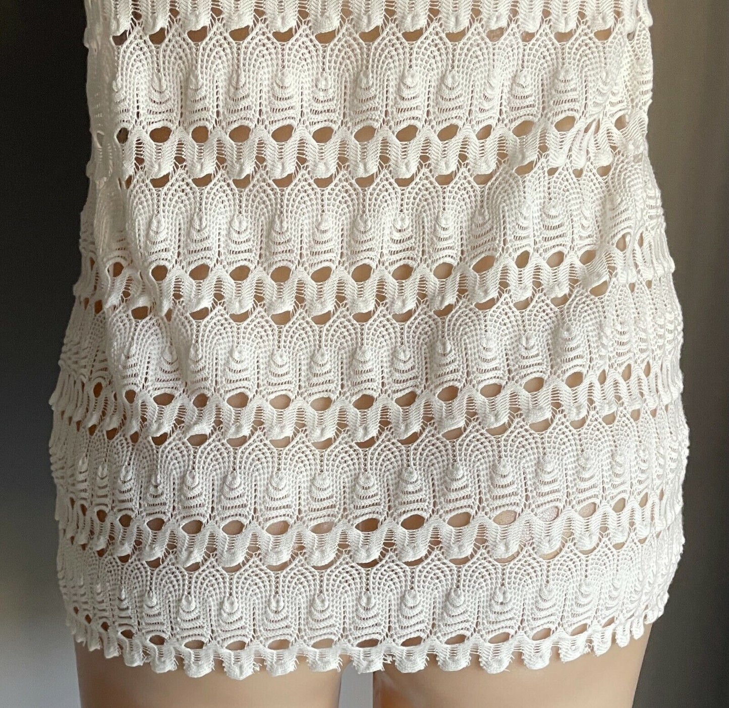 CROSSROADS Top White Lace Sleeveless Racer Back Crochet Look Ladies Size S 10