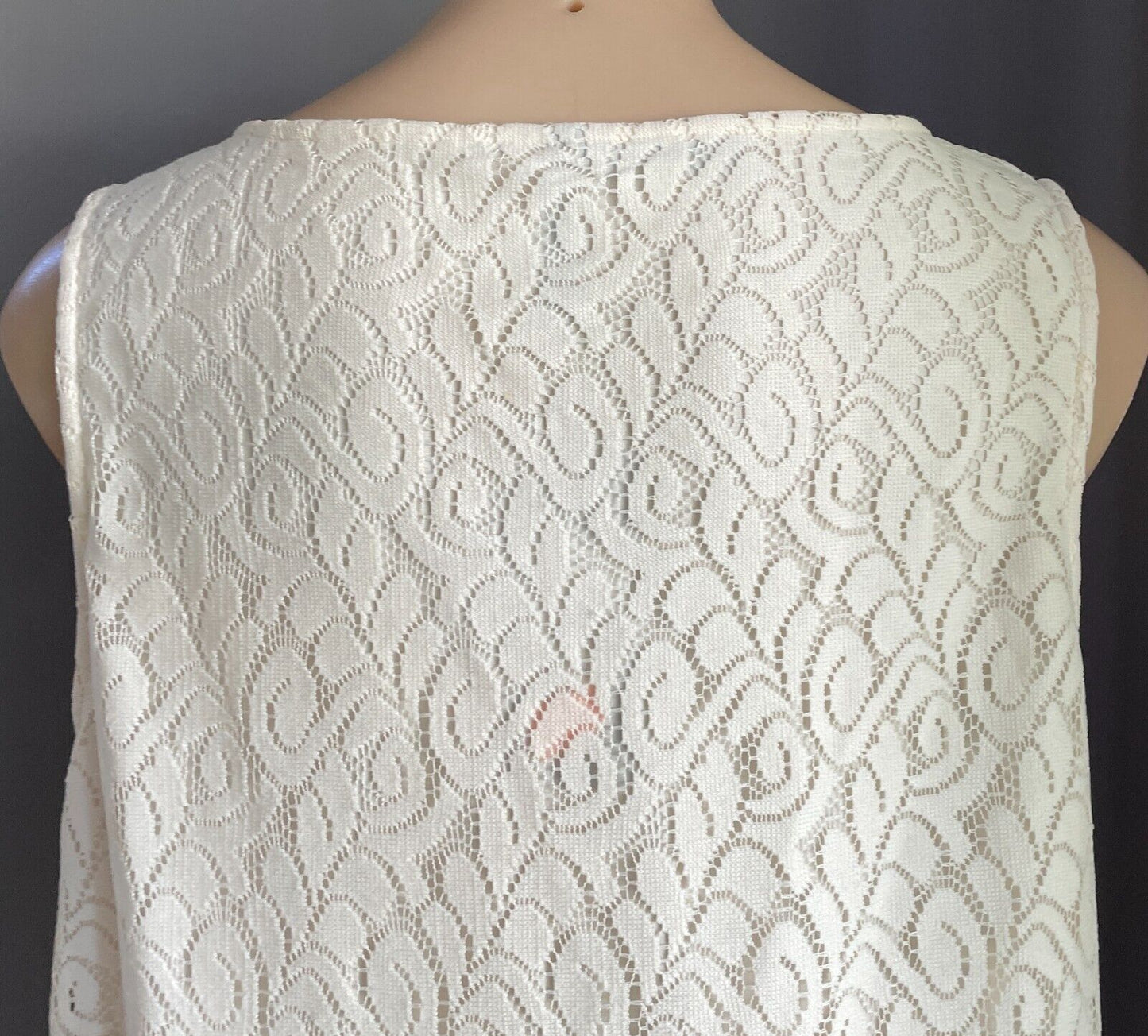 CROSSROADS Rio Festival Knit Top 4 LongLine Lace Cream Sleeveless Size 16 NEW