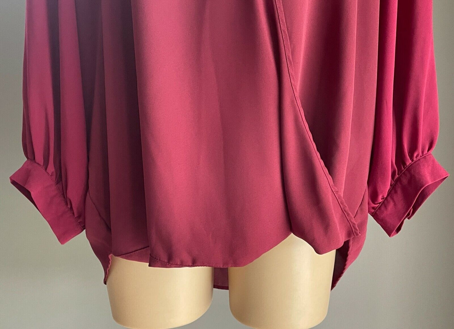 CROSSROADS Top Drape Front Blouse Burgundy 3/4 Sleeve Ladies Size 18  Stunning!