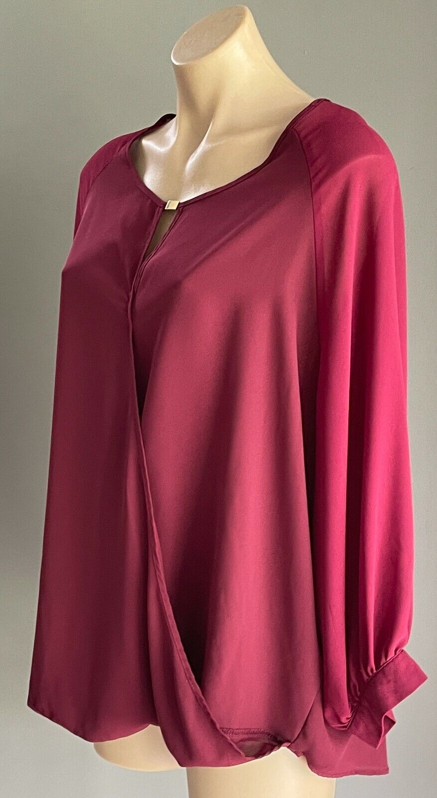 CROSSROADS Top Drape Front Blouse Burgundy 3/4 Sleeve Ladies Size 18  Stunning!