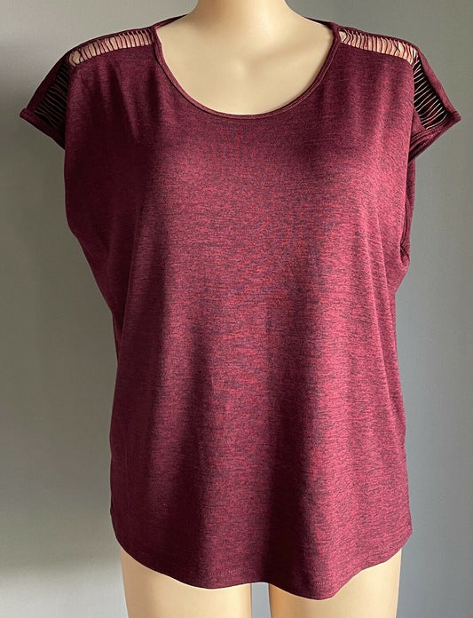 CROSSROADS Top Berry Marl Cap Sleeve Blouse Ladies Size 18 Shoulder Ladder NEW