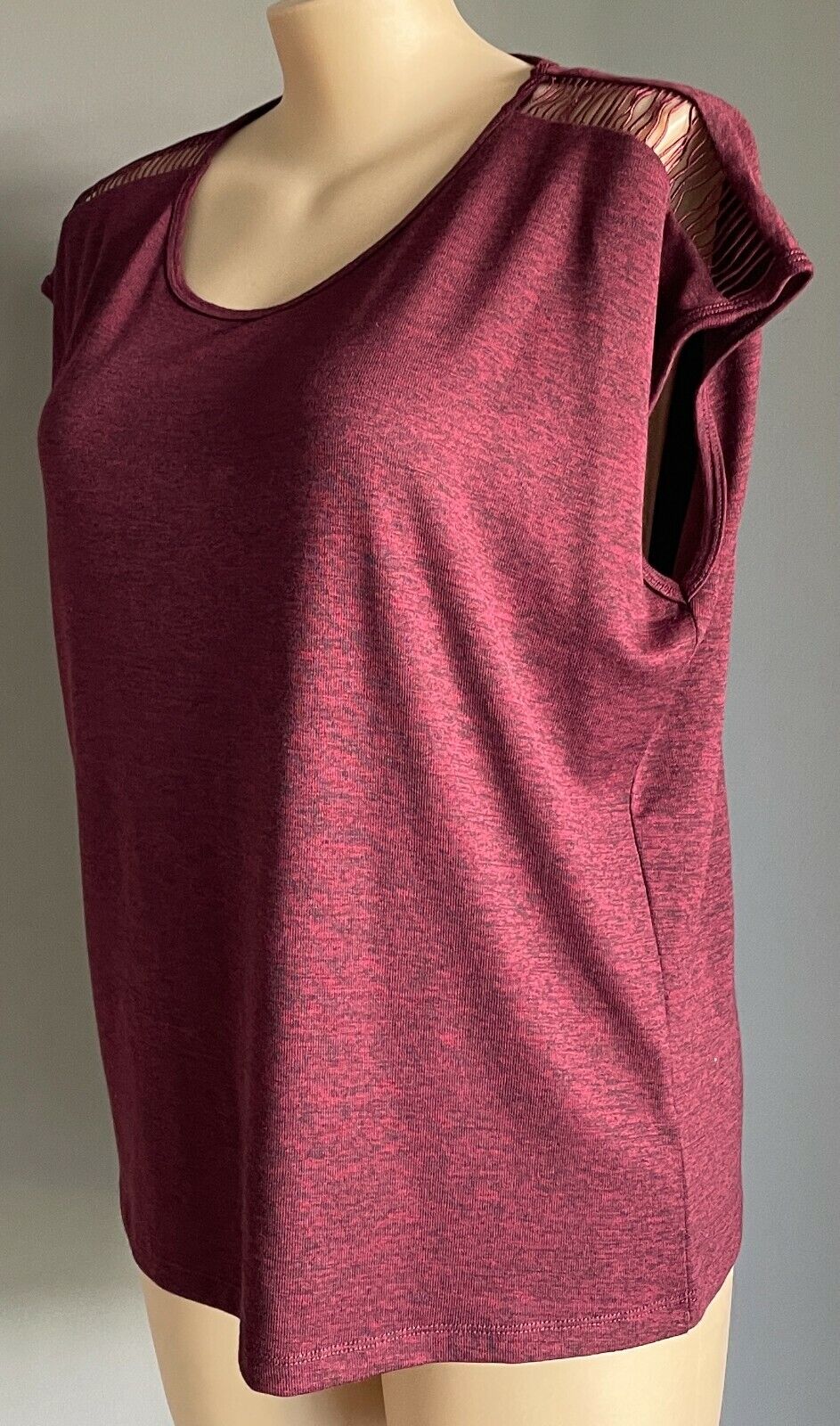 CROSSROADS Top Berry Marl Cap Sleeve Blouse Ladies Size 18 Shoulder Ladder NEW
