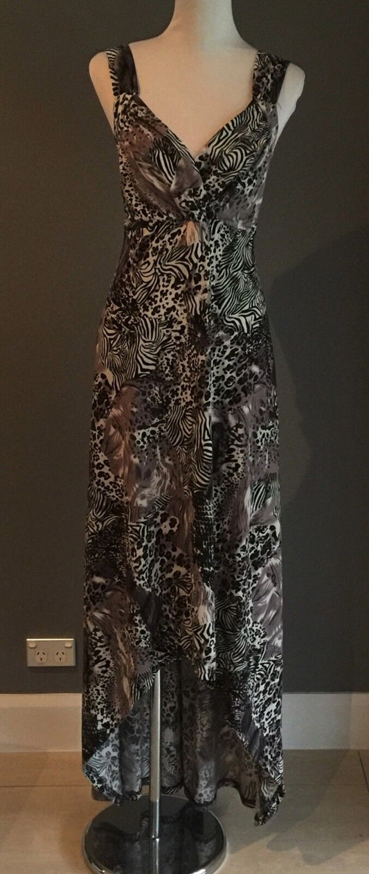 CROSSROADS Maxi Dress Hi Lo Black Grey Cream Multi Print Long Plus Size XXL