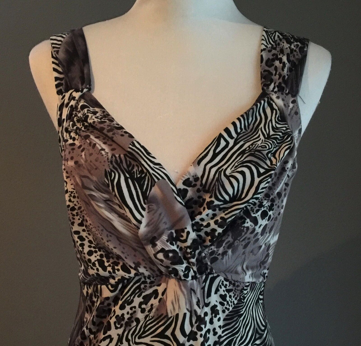 CROSSROADS Maxi Dress Hi Lo Black Grey Cream Multi Print Long Plus Size XXL