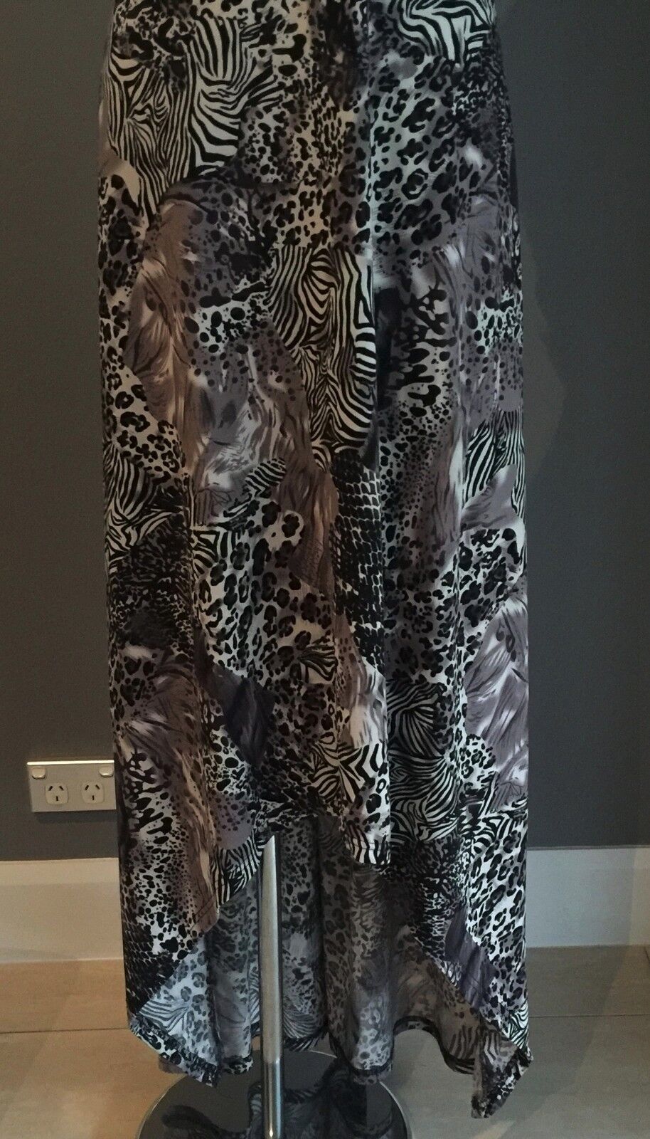 CROSSROADS Maxi Dress Hi Lo Black Grey Cream Multi Print Long Plus Size XXL