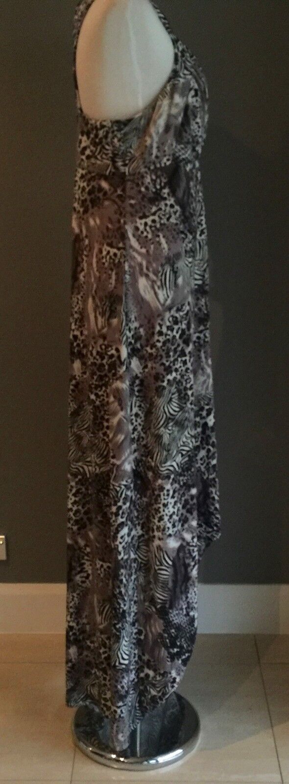 CROSSROADS Maxi Dress Hi Lo Black Grey Cream Multi Print Long Plus Size XXL