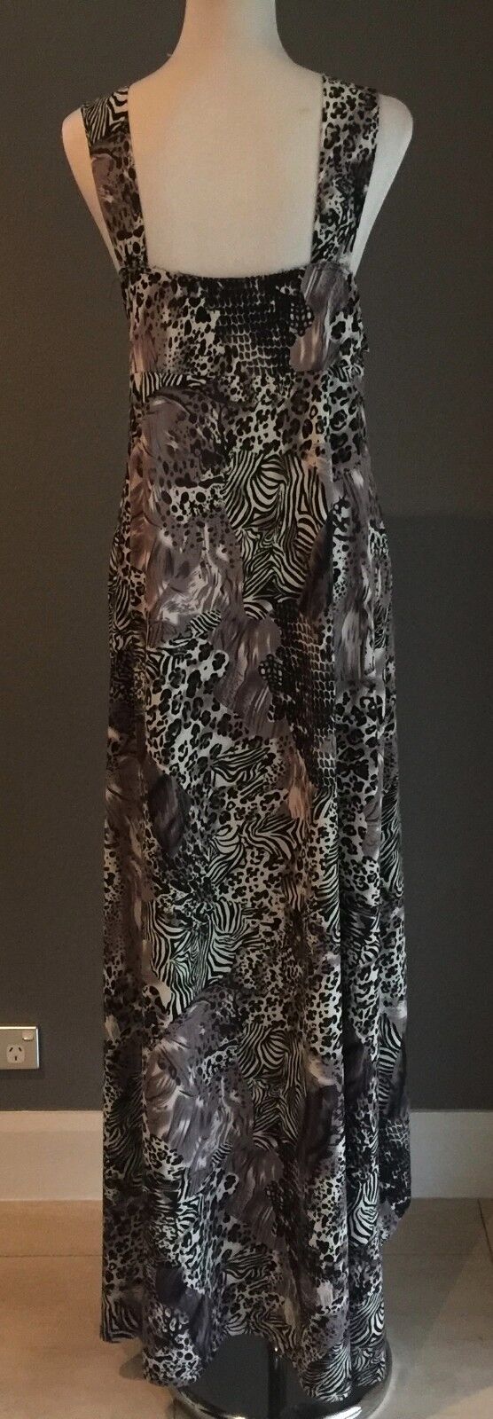 CROSSROADS Maxi Dress Hi Lo Black Grey Cream Multi Print Long Plus Size XXL