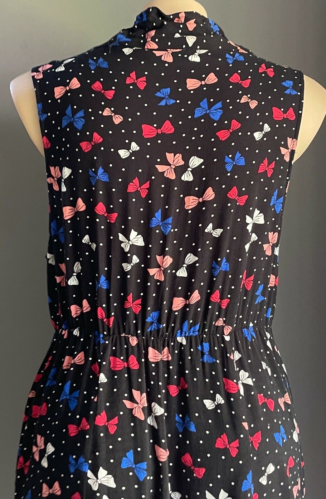 CROSSROADS Dress Black Bows Print Sleeveless Hitched Hem Hip Pockets Size 22