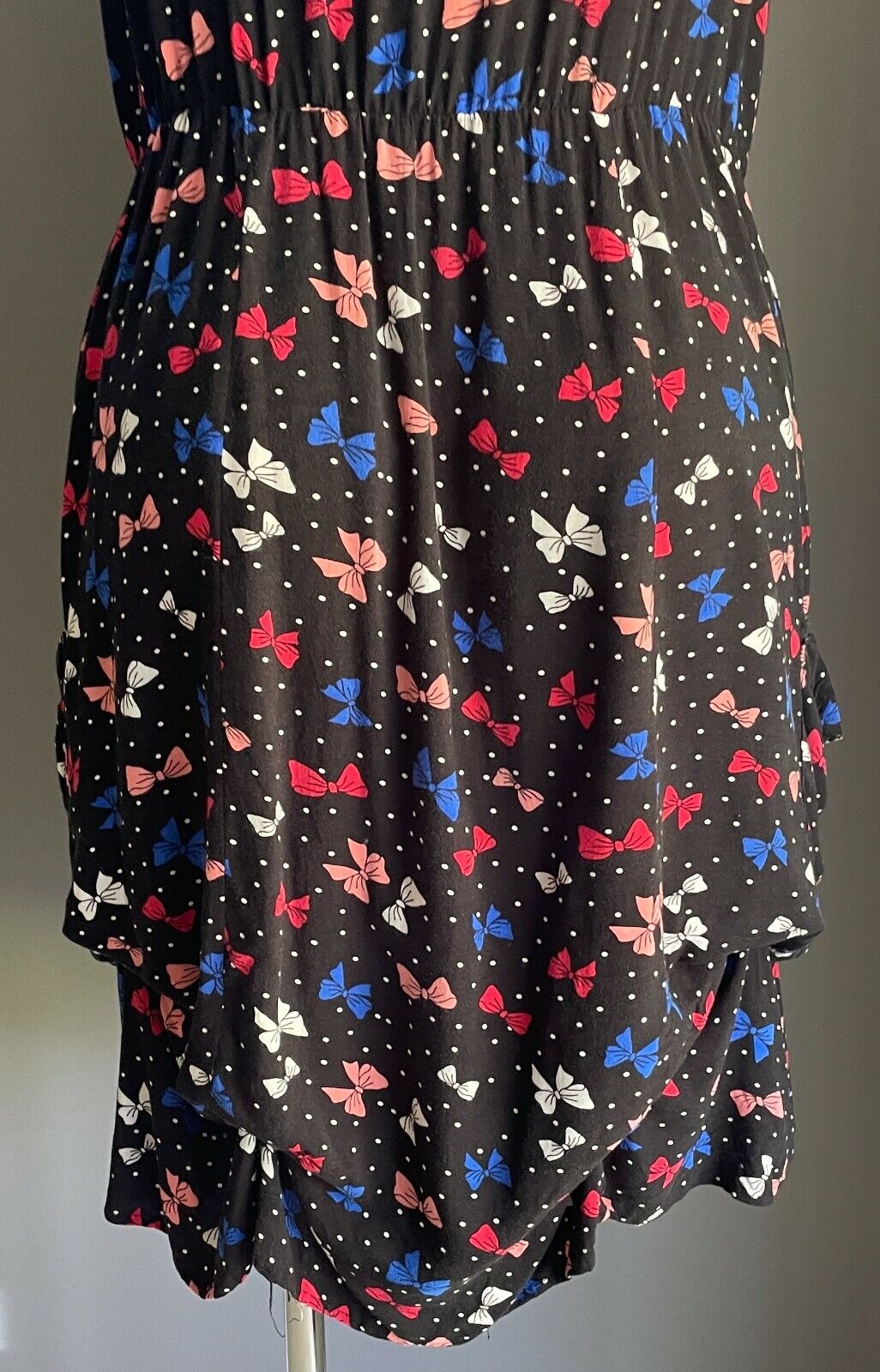 CROSSROADS Dress Black Bows Print Sleeveless Hitched Hem Hip Pockets Size 22