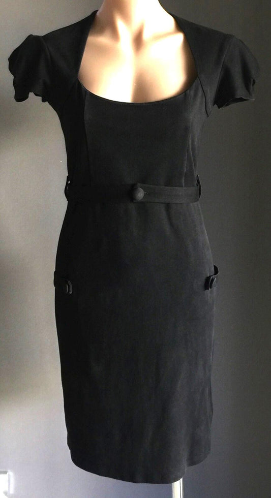 CROSSROADS Dress Black Cap Sleeve Knee Length Ladies Sheath Size 10