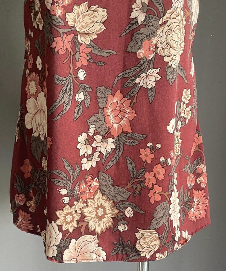 BILLIONS $ TRILLIONS Dress Maroon Floral Print Sleeveless A-Line Mini Size M 10