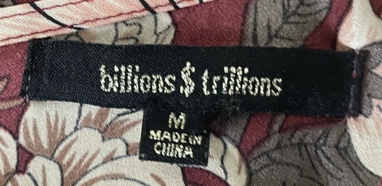 BILLIONS $ TRILLIONS Dress Maroon Floral Print Sleeveless A-Line Mini Size M 10