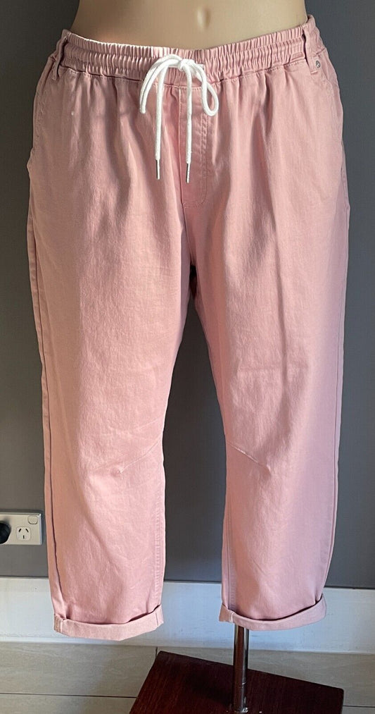 VIRTUELLE Pants Dusty Pink Relaxed Jogger  Elastic Drawstring Waist Size 20