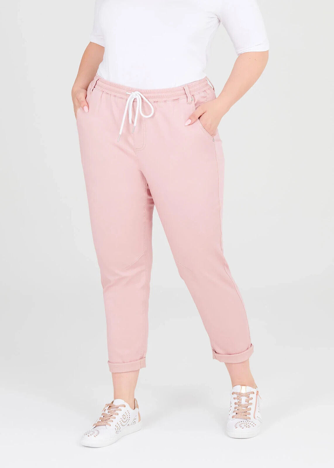 VIRTUELLE Pants Dusty Pink Relaxed Jogger  Elastic Drawstring Waist Size 20