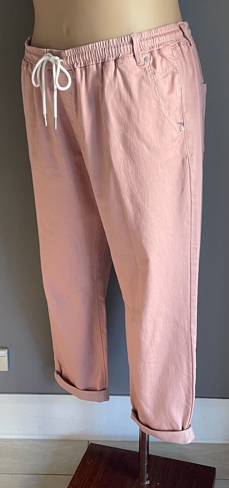 VIRTUELLE Pants Dusty Pink Relaxed Jogger  Elastic Drawstring Waist Size 20