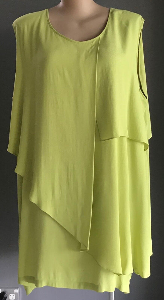 VIRTUELLE Drape Dress Chartreuse Green Sleeveless Bahamas Urban Chic Size 24 NEW