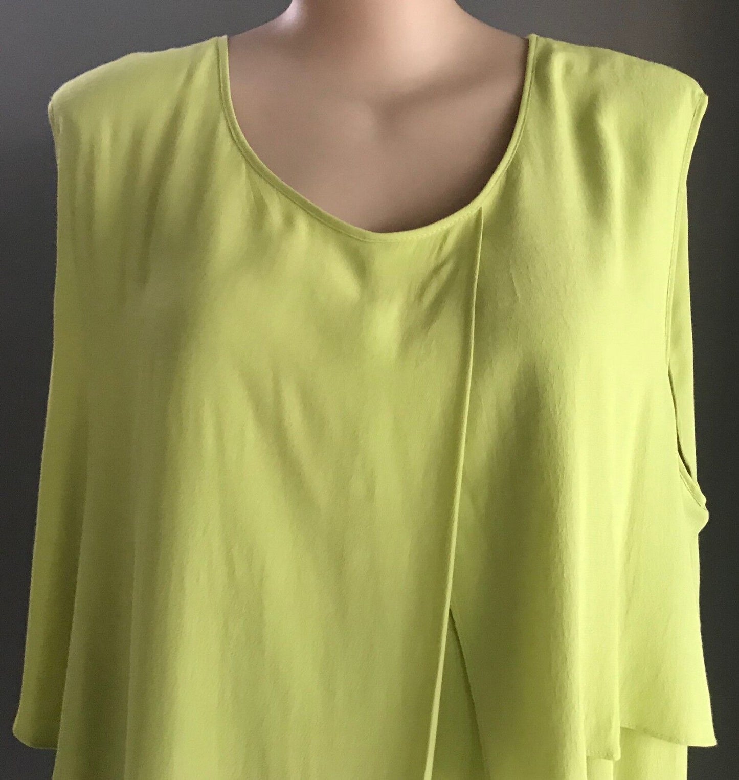 VIRTUELLE Drape Dress Chartreuse Green Sleeveless Bahamas Urban Chic Size 24 NEW