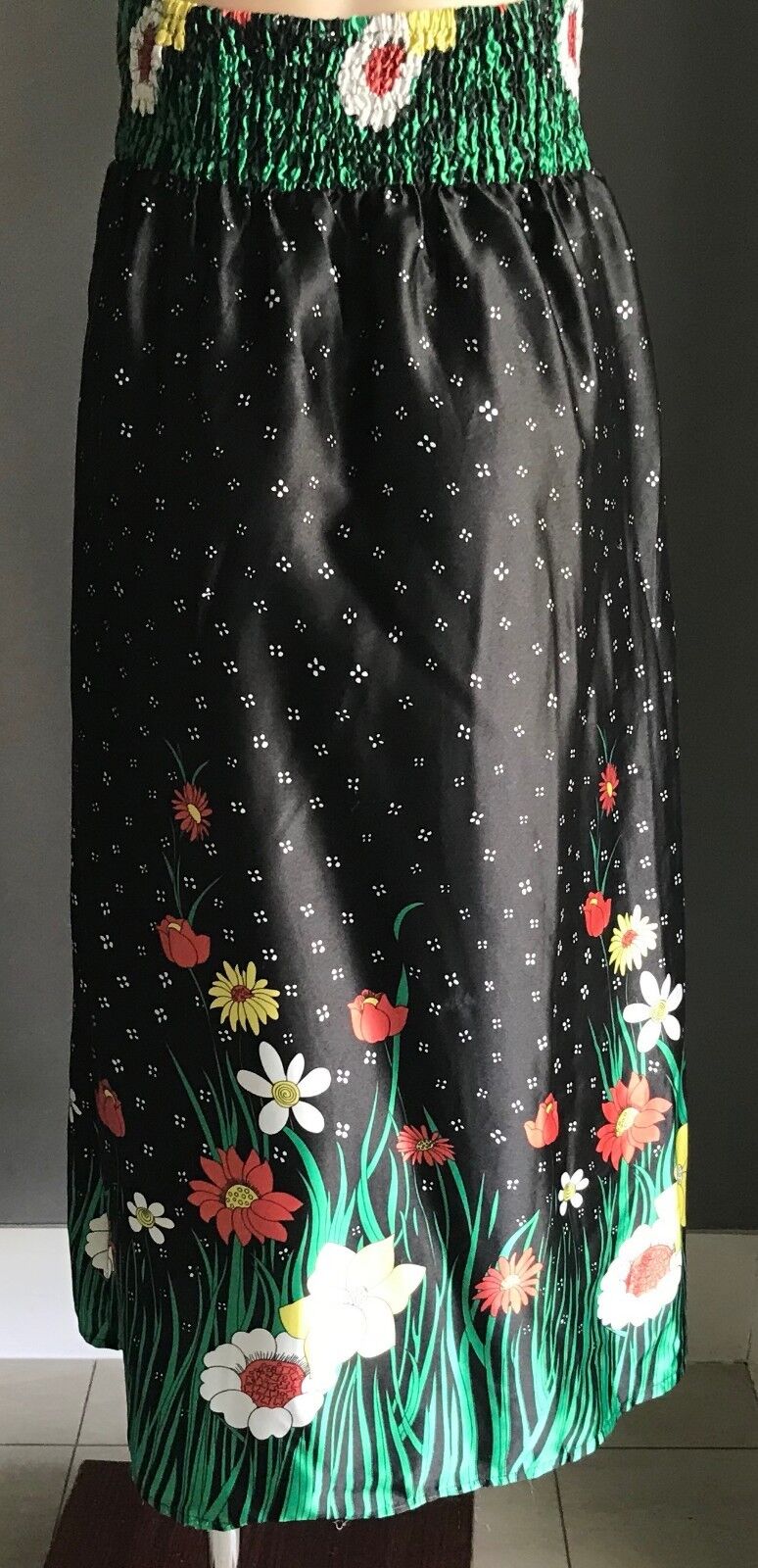 MISS CHERRY Multi Colour & Print Halter Neck Midi Dress Size 12 1970's Chic