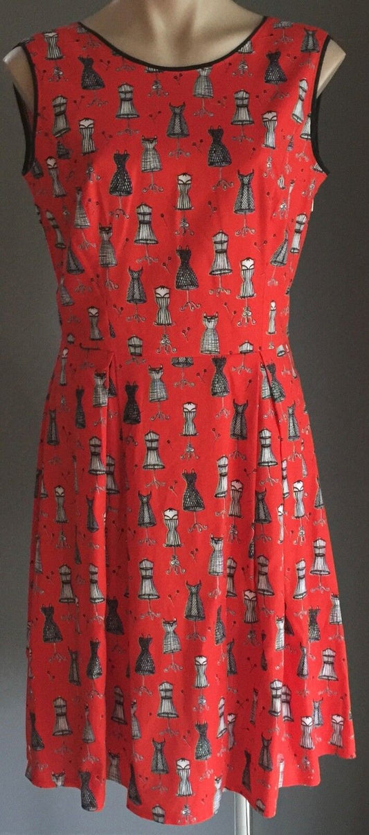 Vtg Pattern Dress Red Black White "Dressmaker Mannequin" Print Size 12 NEW