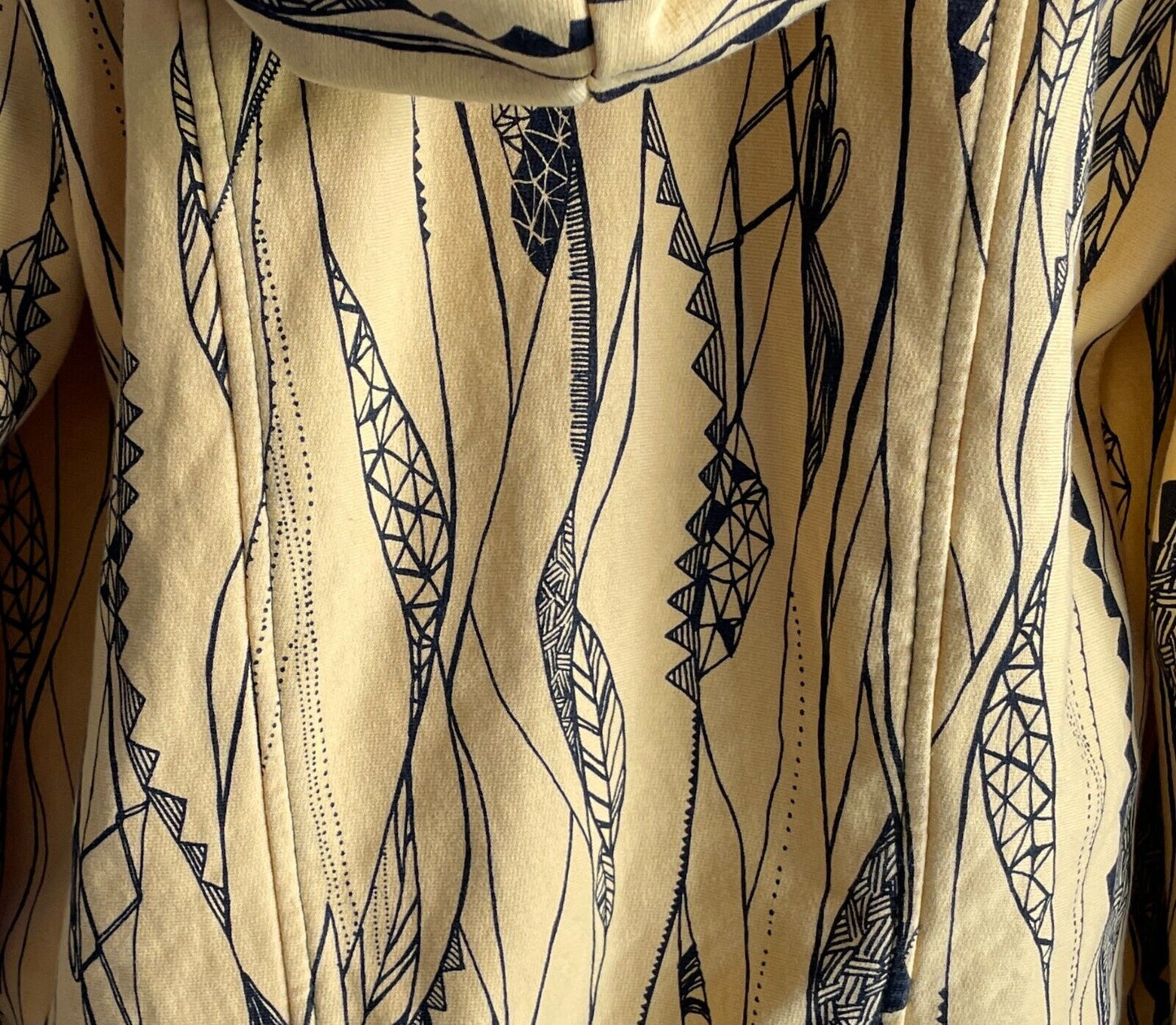 STARFISH Organic Cotton Hooded Jacket Yellow Black Print Crop Length Size 8