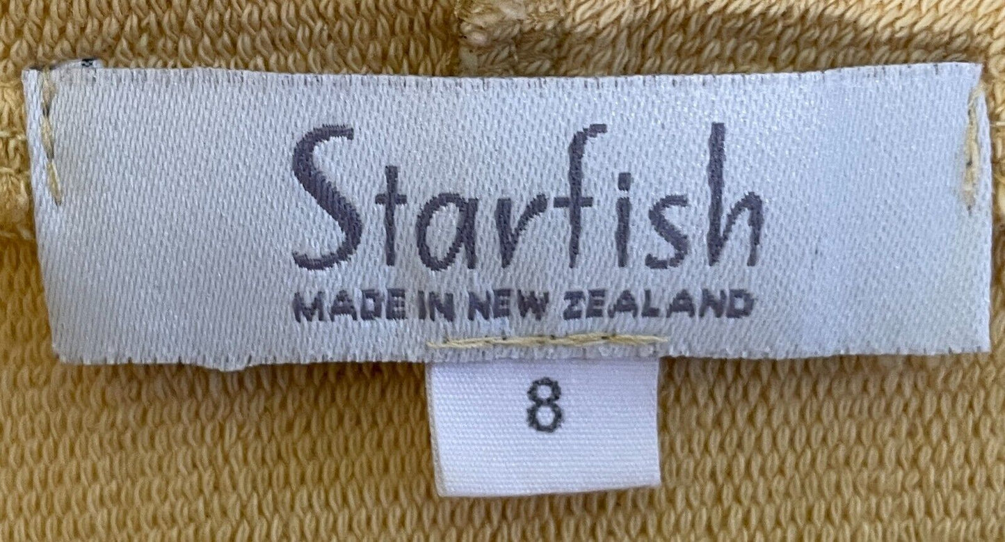 STARFISH Organic Cotton Hooded Jacket Yellow Black Print Crop Length Size 8