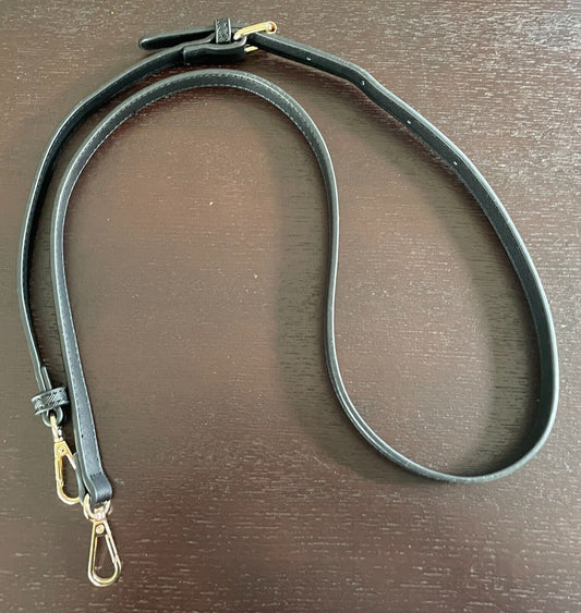 Replacement Shoulder Strap Hand Bag Black Textured PU Adjustable 1.5cm Wide