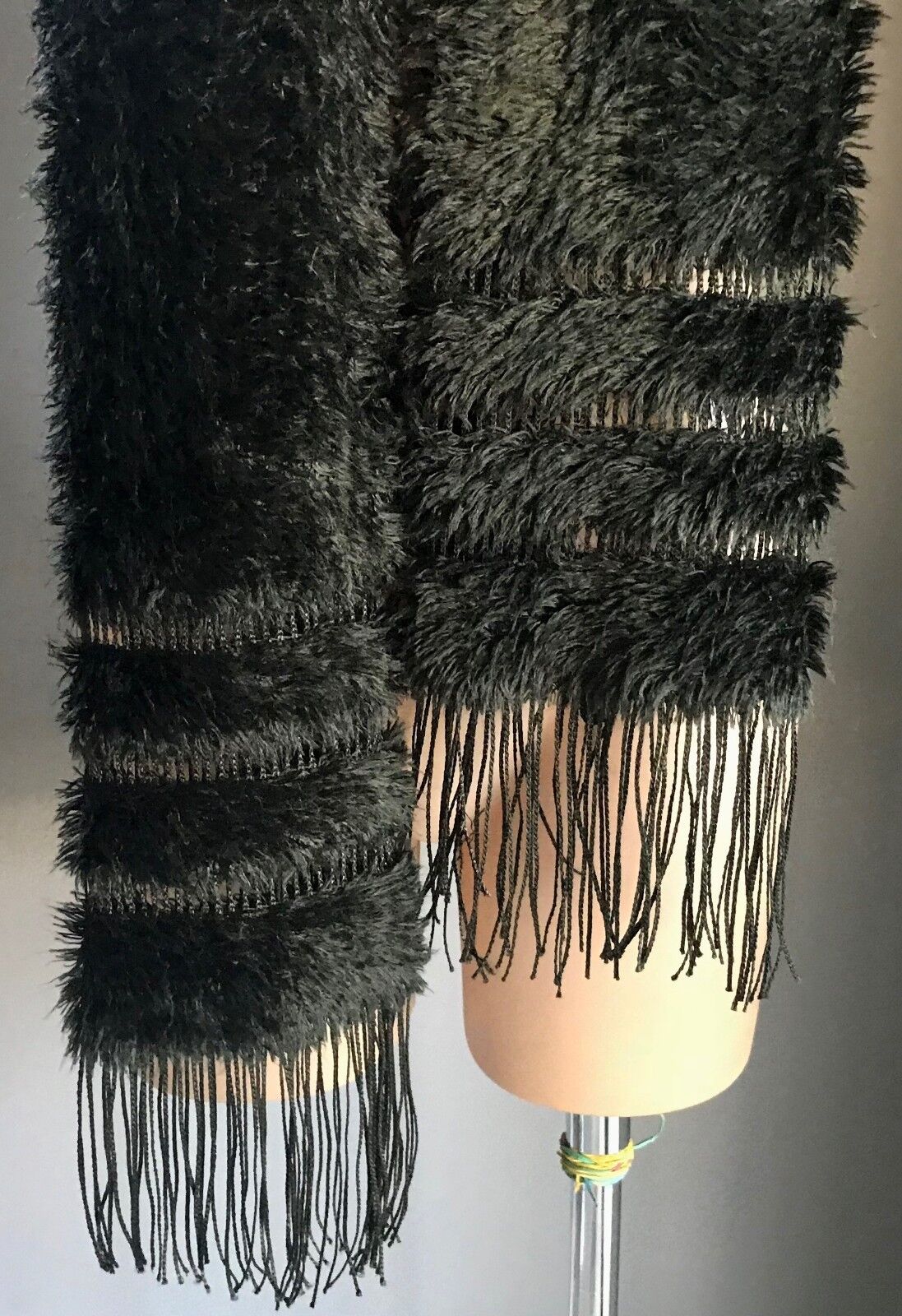 Neck Scarf Fringed Faux Fur Knit Winter Retro Dark Moss Green Fluffy Super Warm!