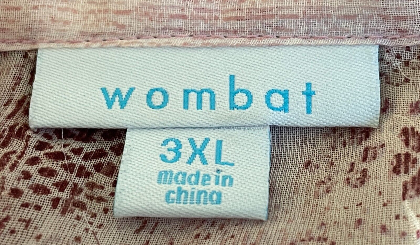 WOMBAT Semi Sheer Blouse Pink Purple Off White Burgundy 3/4 Sleeve Size 3XL NEW