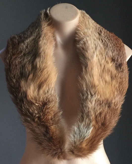 FOX FUR Brown Tones Unique Collar Stole Shrug Vintage