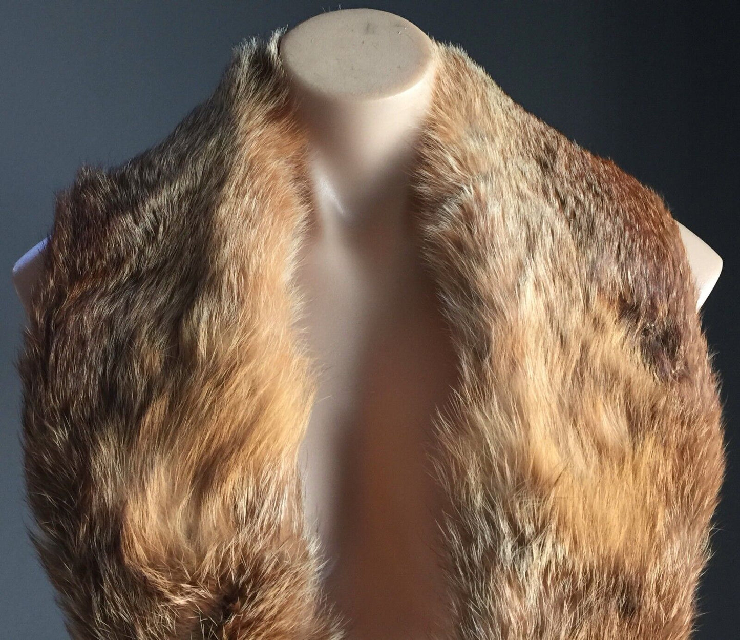 FOX FUR Brown Tones Unique Collar Stole Shrug Vintage