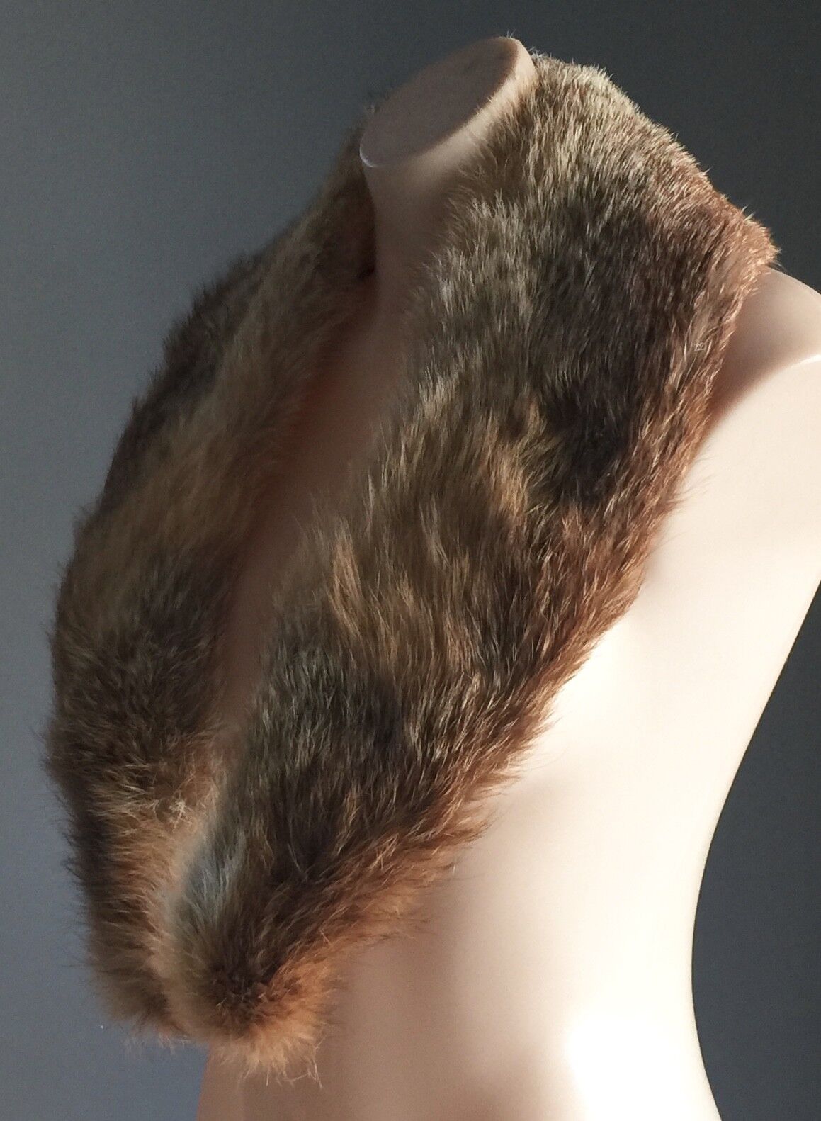 FOX FUR Brown Tones Unique Collar Stole Shrug Vintage