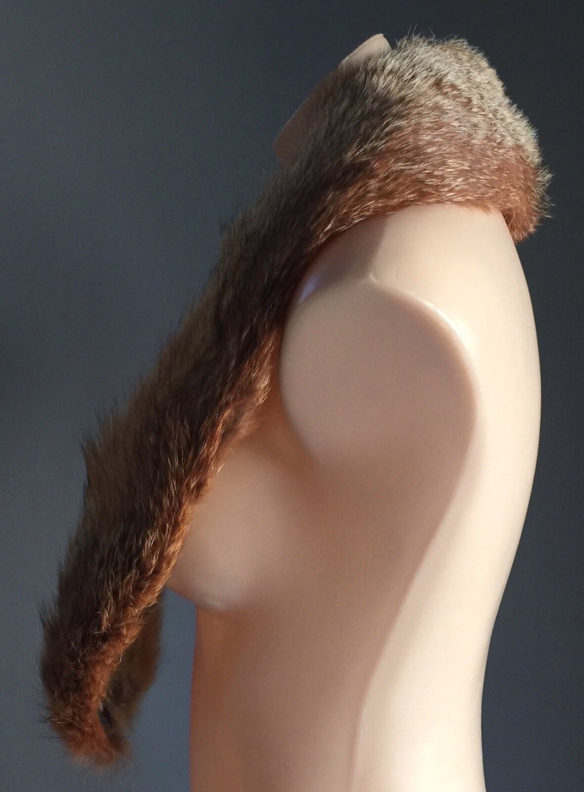 FOX FUR Brown Tones Unique Collar Stole Shrug Vintage