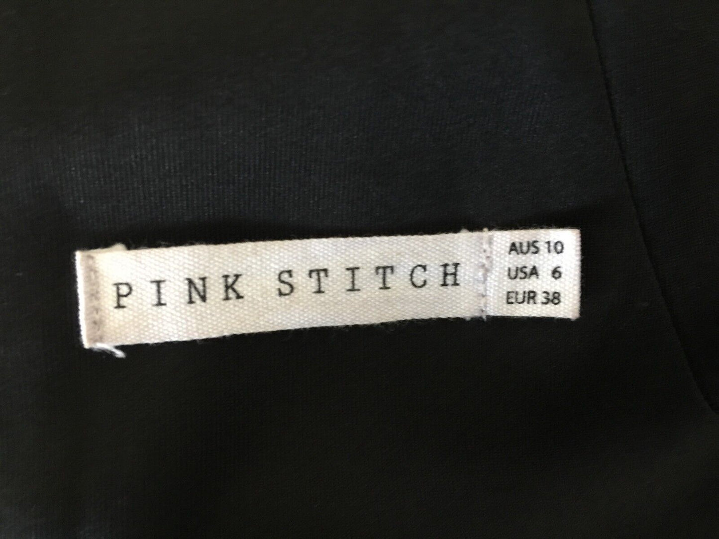 PINK STITCH Dress Black Skater Dress MultiColour Short Sleeve Scuba Size 10