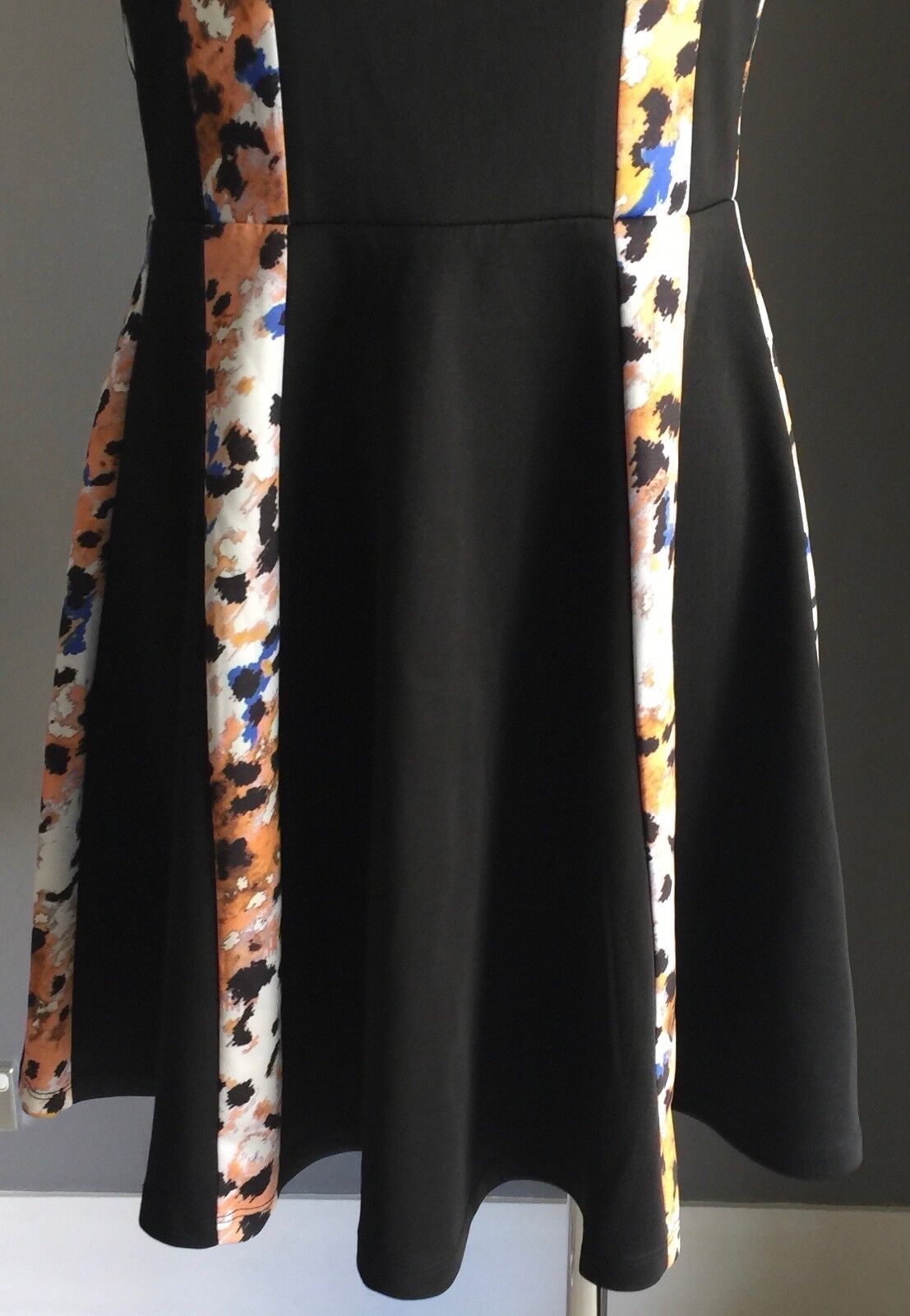 PINK STITCH Dress Black Skater Dress MultiColour Short Sleeve Scuba Size 10